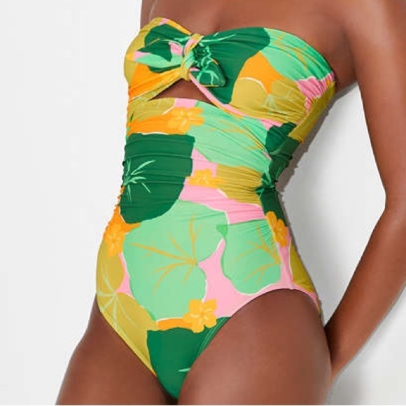 Kate Spade Cucumber Floral Tie Bandeau Bathing Swim Suit size XS NEW - Picture 5 of 9